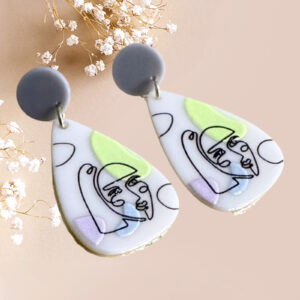 Neon Abstract Face Earrings